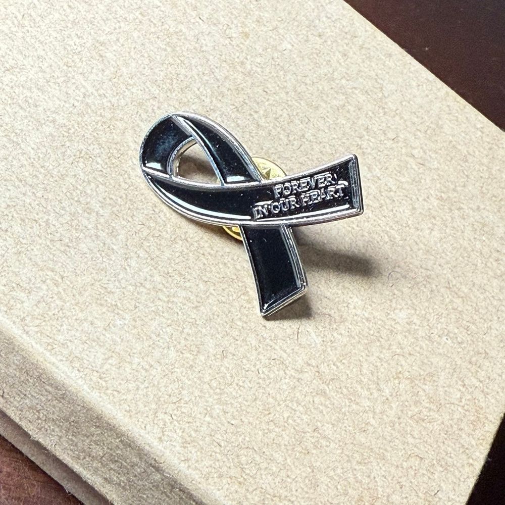 Black forever in our hearts‎ pin cancer awareness